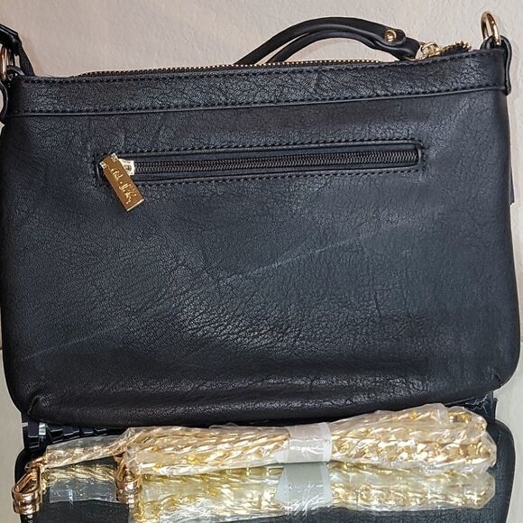 Black/Tan Fringe Vegan Leathe Clutch/Crossbody Bag - Picture 9 of 15